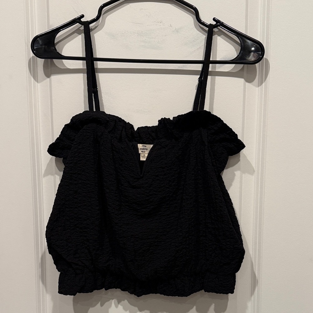 Entro, Size S, Black Textured Camisole Top